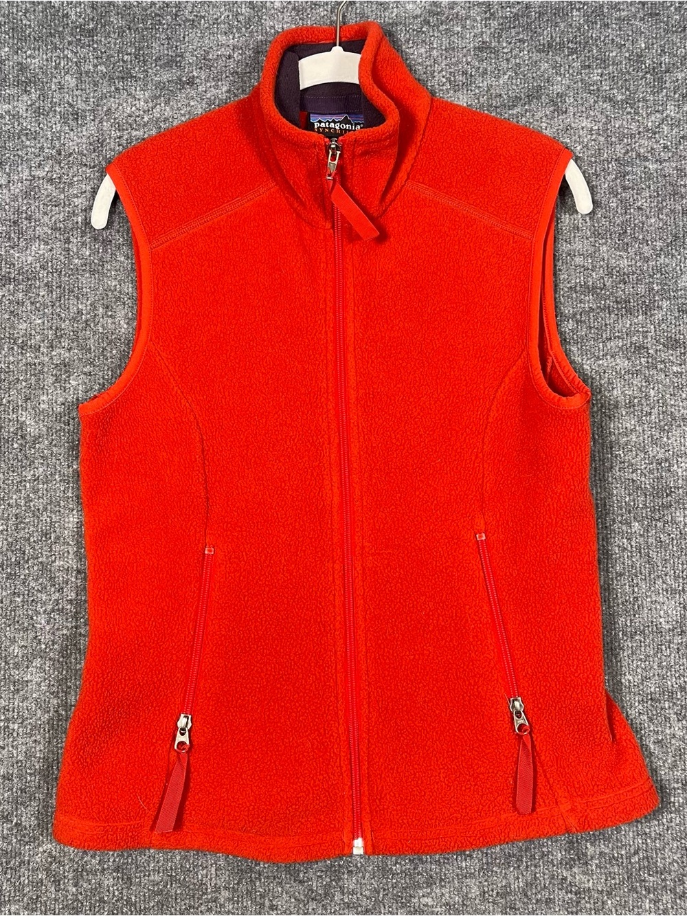 Patagonia Synchilla Womens Small Red Hot Ember Full Zip Fleece Vest Granola